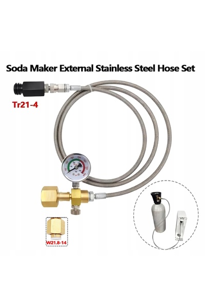 NO BRAND Adaptor conector CO2 W21.8 cu furtun din oțel pentru sistemul Sodast...