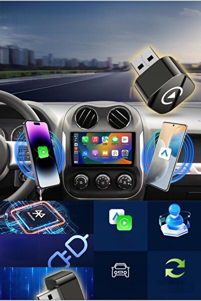 NO BRAND Adaptor CarPlay Android Auto Plug and Play, cutie inteligentă wireless