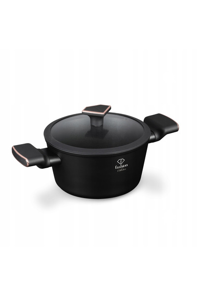 NO BRAND Ghiveci de 20 cm cu capac, Fashion Ftv-0037 Negru mat-aur roz