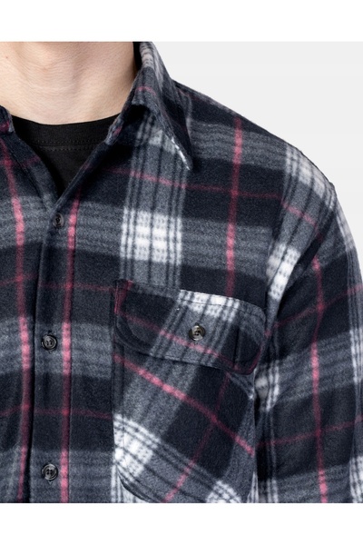 NO BRAND Cămașă groasă și călduroasă din fleece pentru bărbați, căptușită cu ...