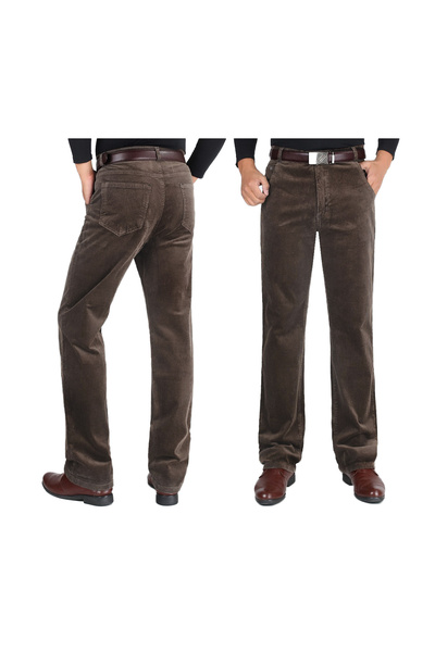 NO BRAND Pantaloni din catifea reiată pentru bărbați înalți, cu dungi, Taner ...