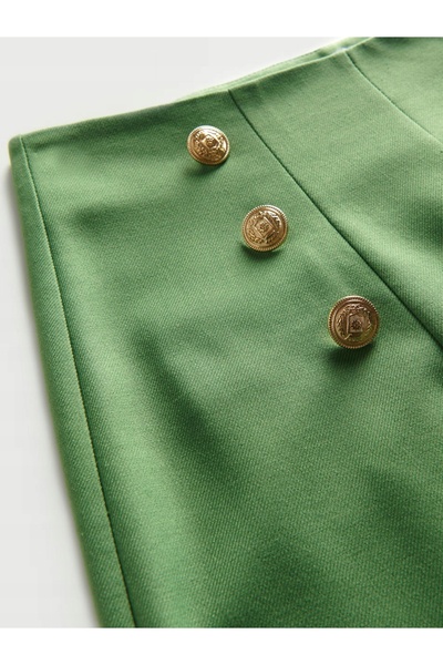 NO BRAND Pantaloni lungi mov, cu picior larg, talie înaltă, nasturi decorativ...