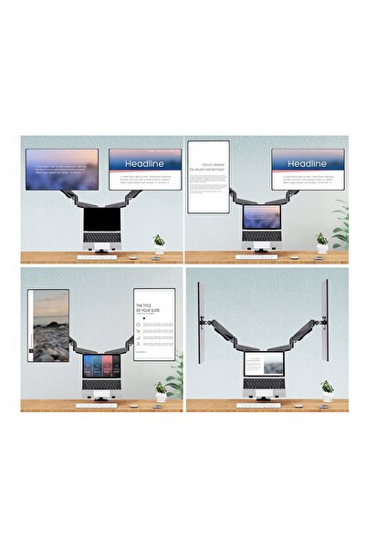 NO BRAND Suport de birou pentru două monitoare și laptop, rotativ, reglabil, ...