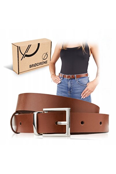 Brødrene Curea de piele maro Brodrene, elegantă, pentru femei, cu cataramă ar...