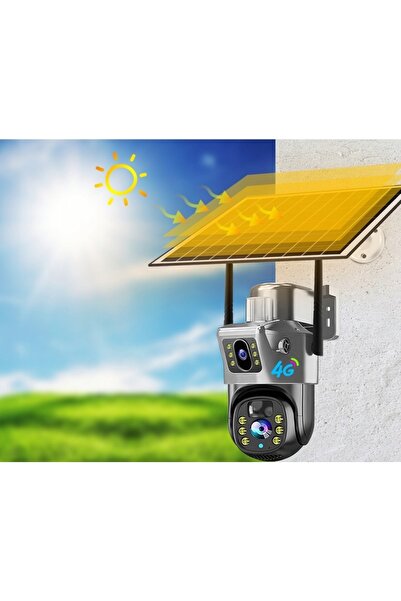 NO BRAND Cameră solară rotativă cu 2 lentile, 12MP, cu cartelă SIM LTE, fără fir