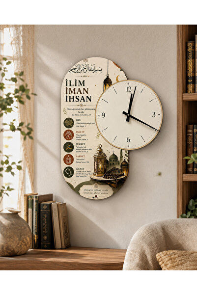 karbonsoft Dekoratif Raflı Sessiz Duvar Saati 37,5 × 50 cm – Çift Kat MDF İsl...