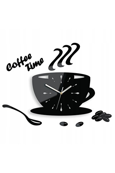 NO BRAND Ceas de perete în formă de ceașcă, tematică cafea, negru, rotund, cu...