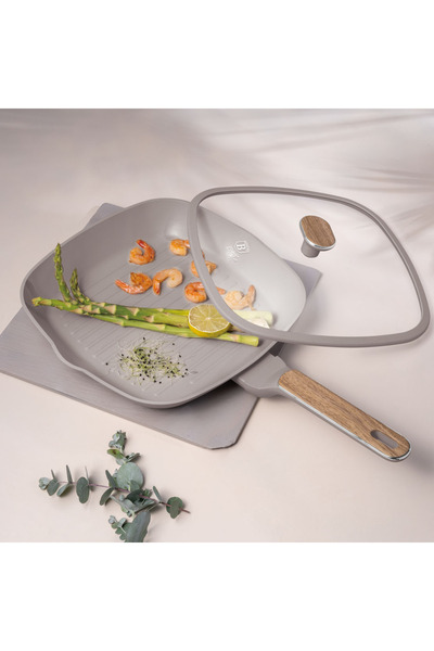 NO BRAND Tigaie grill cu capac 28cm Berlingerhaus Taupe Nordic Bh-8336