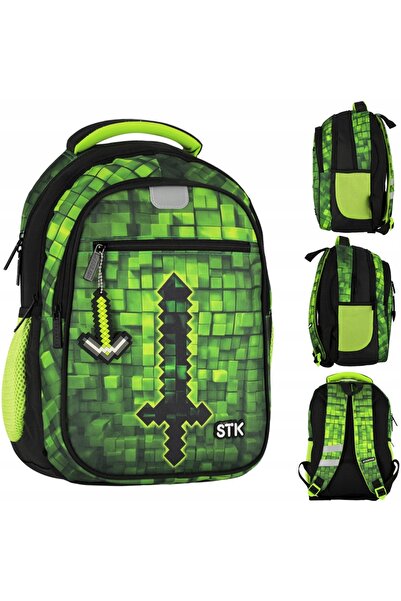 NO BRAND Rucsac școlar cu multiple compartimente Starpack Negru, Verde 23 L