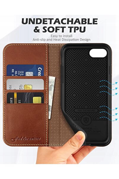 NO BRAND Husă tip carte Shieldon din piele naturală pentru iPhone 7 8 Se2 Se3...