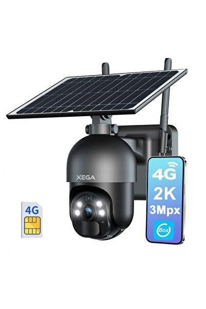NO BRAND Cameră solară de exterior rotativă 4G LTE GSM 2K 3MP cu cartelă SIM