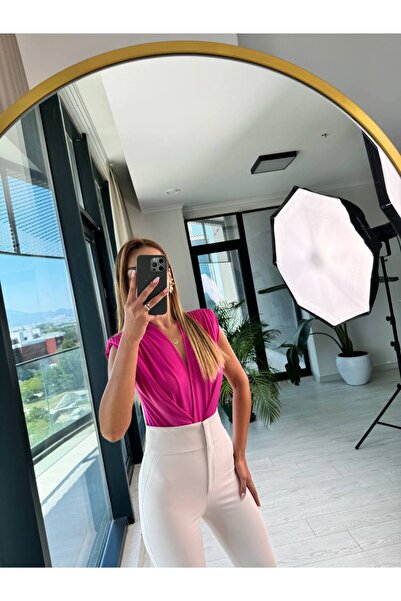 FWB Fuşya Vatkalı Lüks Kalite Bodysuit Bluz