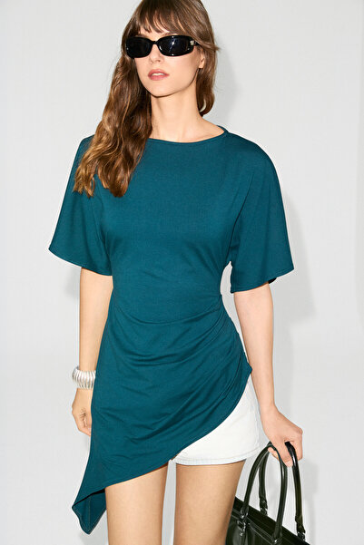 ETHIQUET Aveline Women's Soft and Flexible Fabric, Side Gathered, Asymmetrica...