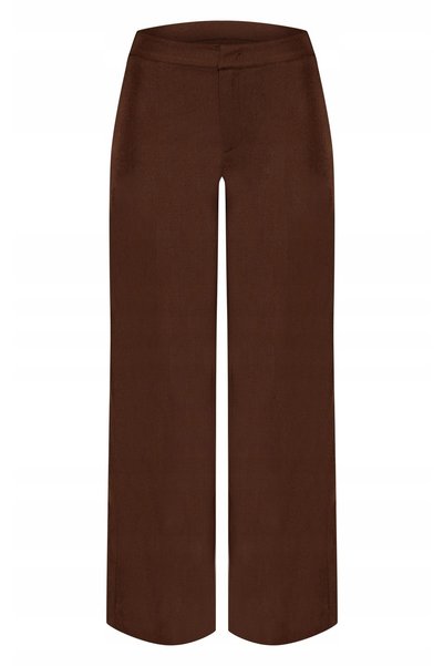 NO BRAND Pantaloni clasici maro cu picior larg, netezi, Prettylittlething 32