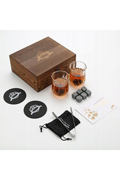 Whisky Set 5 în 1 mare, 8 pietre + 2 pahare