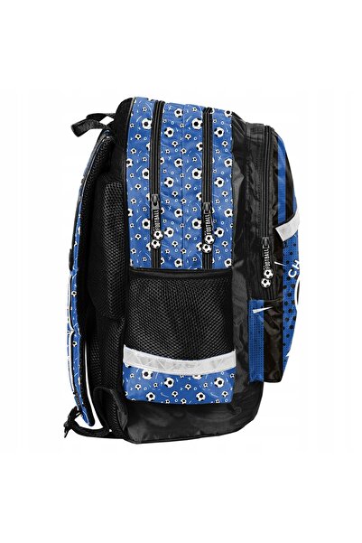 NO BRAND Rucsac școlar cu multiple compartimente Football Paso Negru, Albastr...