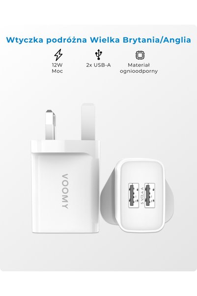 NO BRAND Voomy Travel Ym12 - Încărcător rapid de 12W pentru prize UK (Marea B...