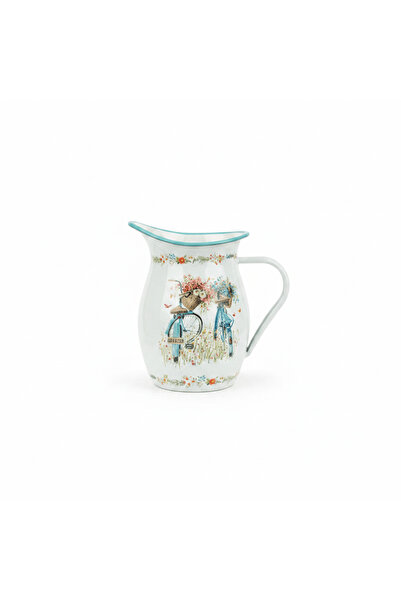 AKDC White Enamel Floral Jug – 19×11 cm