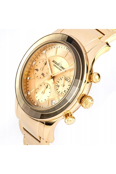 NO BRAND Ceas de damă Jacques Lemans 1-2151H cu strasuri, auriu