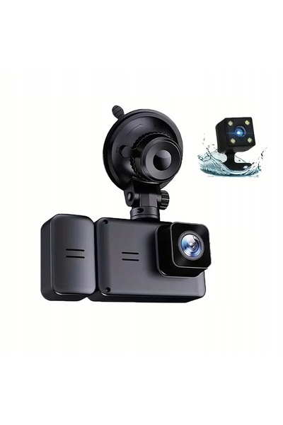 NO BRAND Cameră auto DVR 1080P cu 3 lentile: față, interior și spate