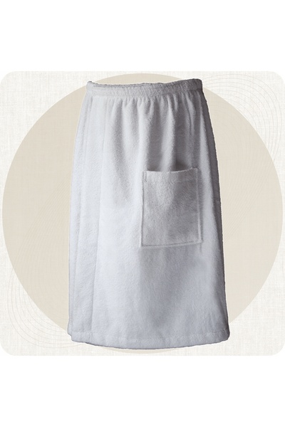 NO BRAND Tuva Home Kilt de saună pentru bărbați L/XL Bumbac Alb 65 cm cu buzunar