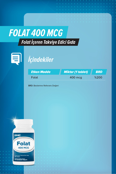 GNC FOLAT 400 MCG 100 TABLET