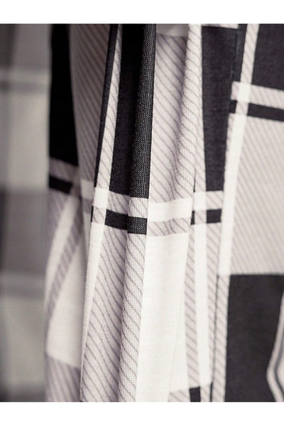 NO BRAND Set de pijamale negru, tricou imprimat, pantaloni lungi în carouri, ...