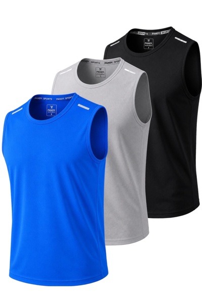 pandy 3-Pack Quick Dry Breathable Athletic Technical Athlete Zero Sleeve T-Shirt