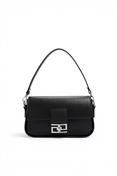 Silver Polo Black - Black Plain Women's Shoulder Bag Sp1179