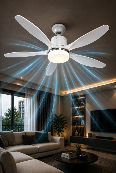 ROBO LED Işıklı Tavan Vantilatörü – 75 cm, 5 Kanat, E27 Duy, Uzaktan Kumandalı
