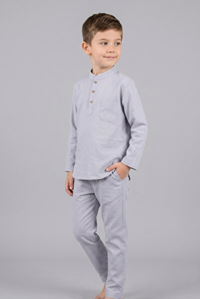 ALVİSTA Children's Hajj Umrah Outfit Top and Bottom Set 100% Cotton