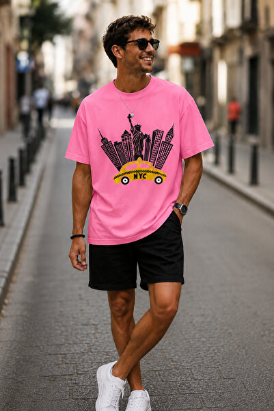 ArtYus Μπλουζάκι New York City με στάμπα Crew Neck Casual Unisex Oversize - Β...