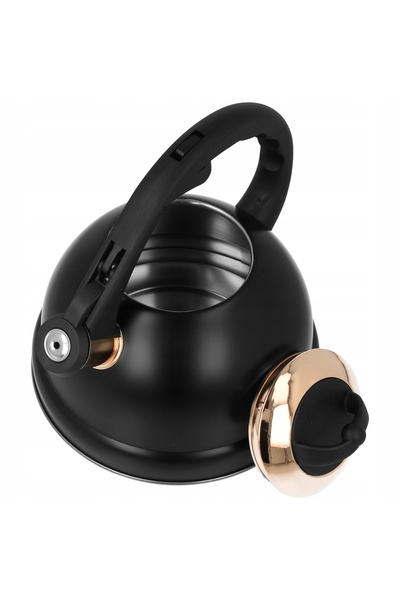 NO BRAND Ceainic tradițional mare din oțel inoxidabil, cu fluier, 3L, negru, ...