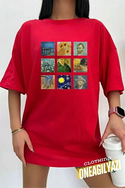 yombaa تي شيرت مطبوع عليه صورة فنية من Unixes Black Art Van Gogh