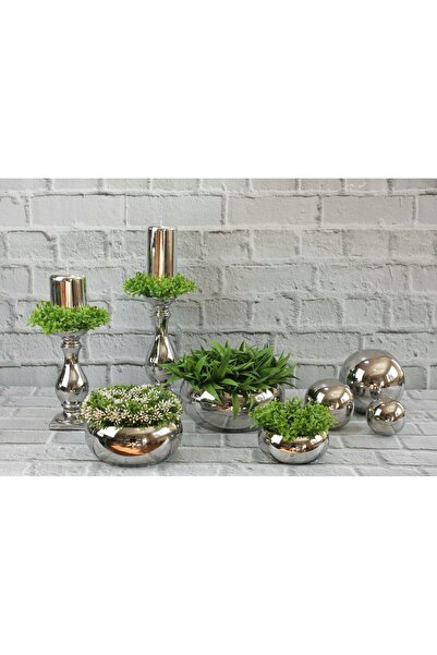 NO BRAND Vază ceramică argintie glamour H26 DEcodomi