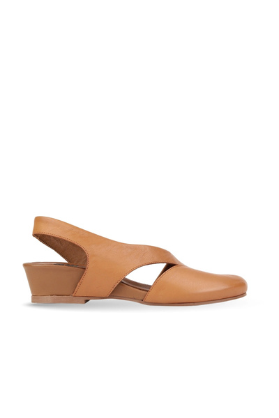 BUENO Tan Dark Leather Women's Heeled Sandals