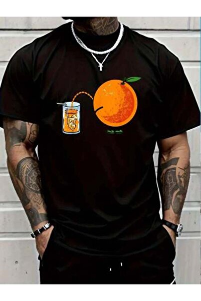 799 100% Cotton Orange Juice Funny Ironic Humorous Healthy Fruit Round Neck S...
