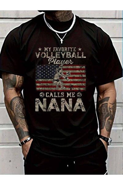 799 100% Cotton My Favorite Volleyball Player Calls Me Nana USA Flag T-Shirt ...