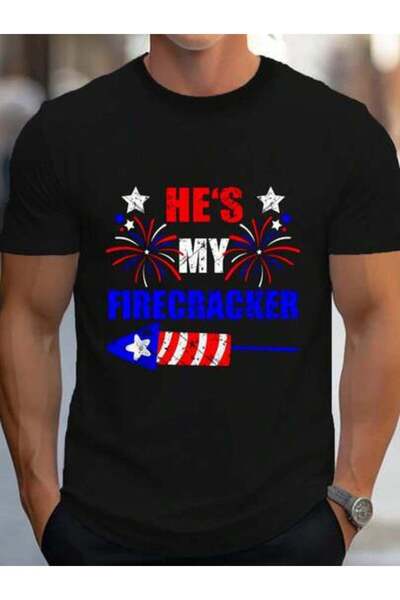 01THEONE 100% Cotton He's My Firecracker 4th Of July Matching Couple Men's Gr...