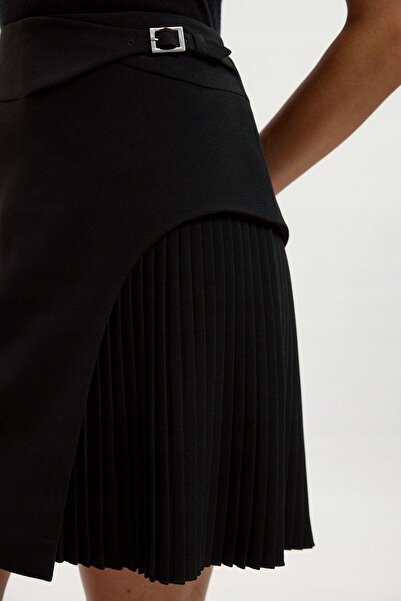 NO BRAND Rochie mini clasică neagră cu inserții plisate, simplă, Karen Millen 34