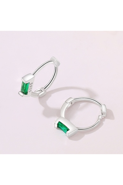 NO BRAND Cercei tip inel din argint 925 sterling cu zirconiu pentru femei