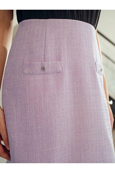 NO BRAND Rochie clasică simplă neagră lila din tweed cu mânecă scurtă motf m