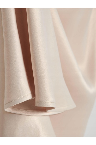 NO BRAND Rochie maxi cu bretele din satin, de cocktail, bej, simplă, Reserve XL