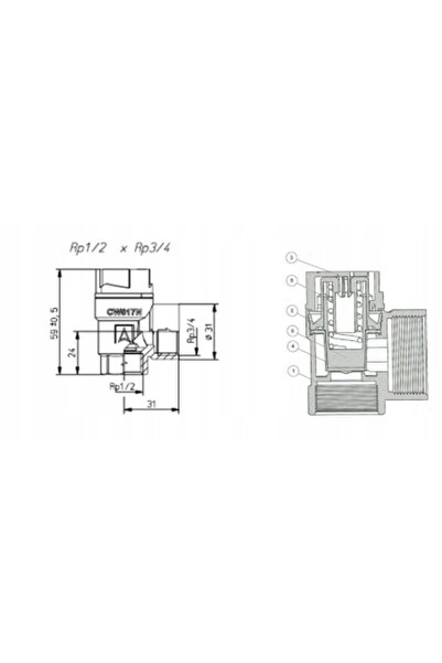 NO BRAND Supapă de siguranță Afriso 6 Bar din alamă 3/4 " pentru C.W.U. Tanc