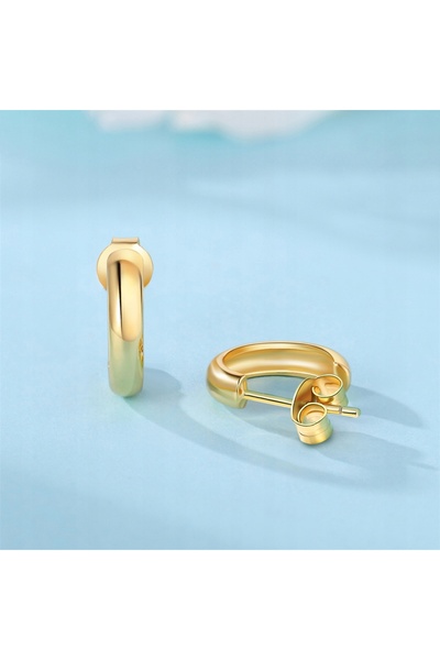 NO BRAND Cercei argint 925 sterling placat cu aur tip știft pentru femei