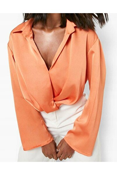 NO BRAND Bluză din satin portocalie Boohoo 42