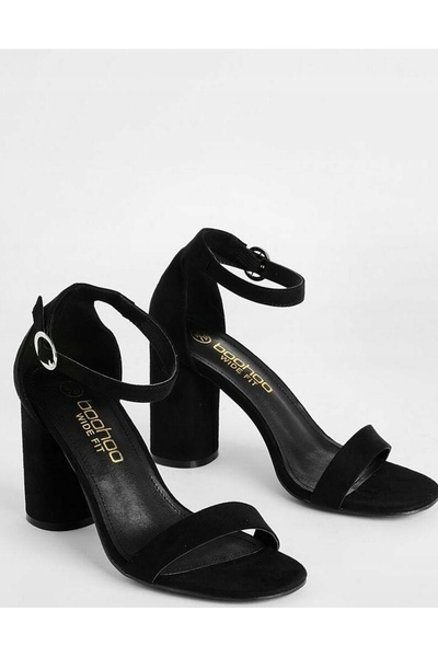 NO BRAND Sandale clasice negre tip slip-on din piele întoarsă ecologică, cu t...