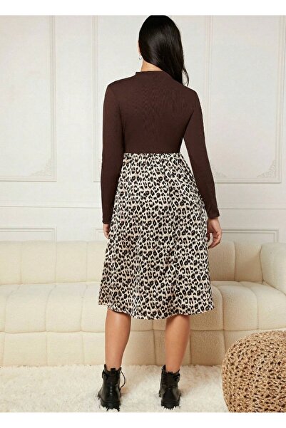 NO BRAND Rochie de sarcină, model bronz, pete, dungi, clasică, Shein XS