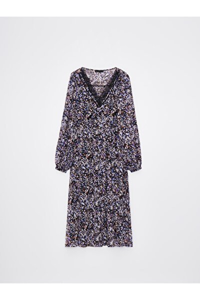 NO BRAND Rochie midaxi cu model multicolor, cu mânecă lungă și șliț, mohito 34