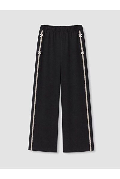 LC Waikiki Lcw Kids Black Wide Leg Fit Girls Gabardine Trousers